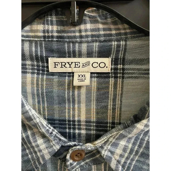 Frye And Co Men's XXL Short Sleeve Button Up  Blue Plaid Shirt New With Tags NWT - Picture 2 of 8